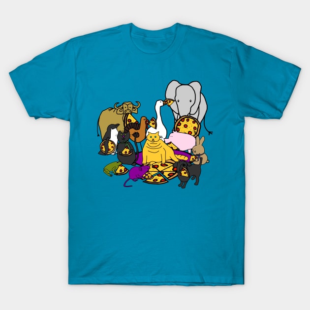 Animals Having a Pizza Party T-Shirt by ellenhenryart